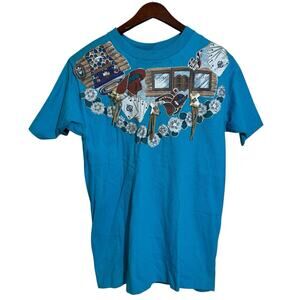 Vtg 90s Texas Embellished T-SHIRT Folk Art Western Made In The USA Large Novelty